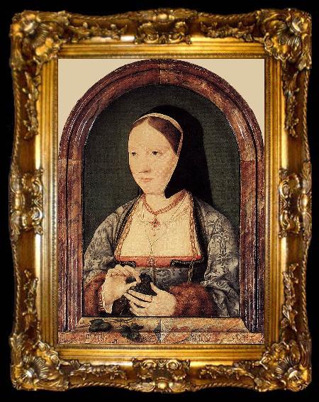 framed  CLEVE, Joos van Portrait of Agniete van den Rijne fdg, ta009-2